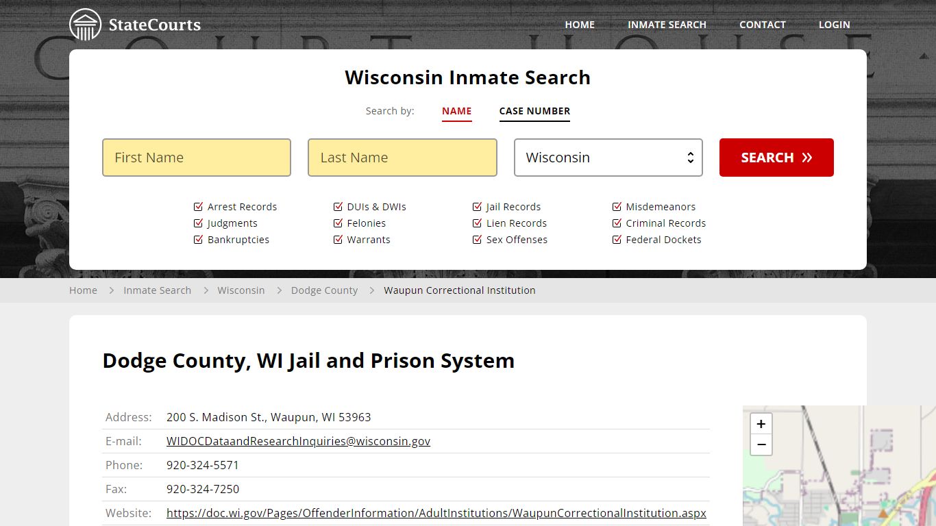 Waupun Correctional Institution Inmate Records Search, Wisconsin ...